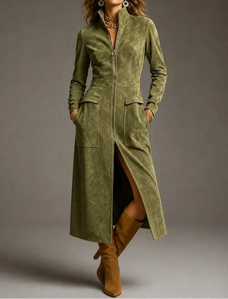 Women's Coat | Fitted Stand Collar Longline