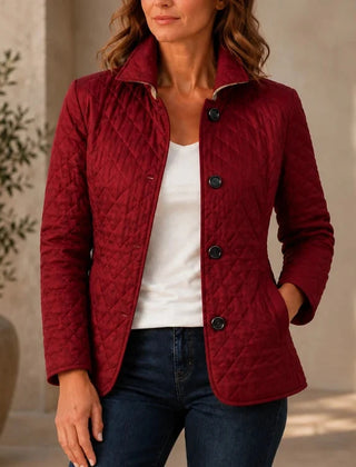 Women's Quilted Jacket | Button Front Padded Mid Season
