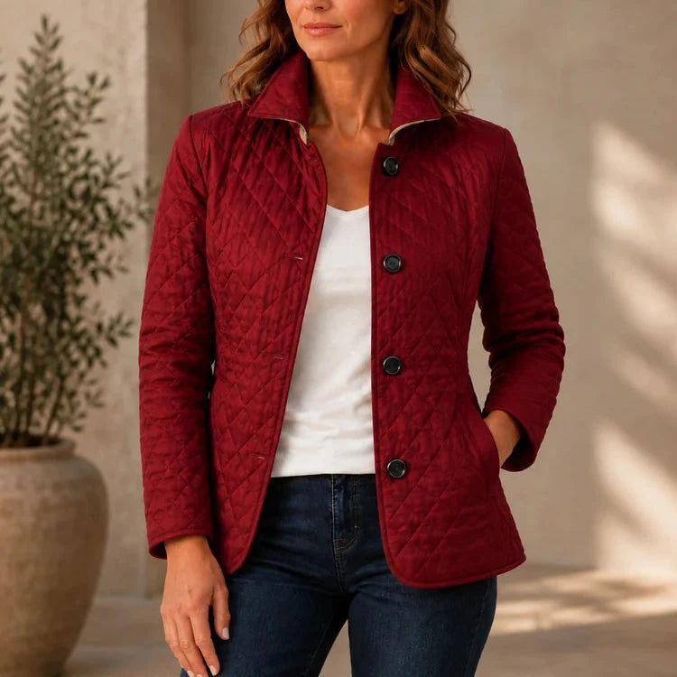 Women's Quilted Jacket | Button Front Padded Mid Season