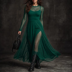 Women's Evening Dress | Tulle Patchwork Maxi