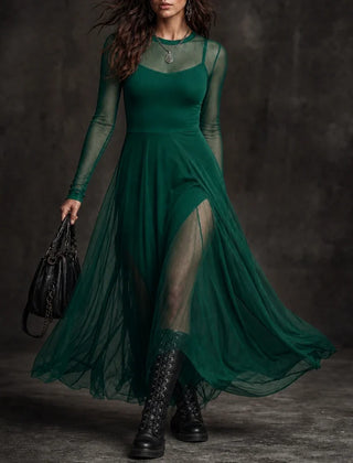 Women's Evening Dress | Tulle Patchwork Maxi
