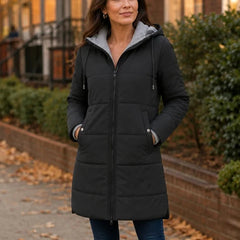 Women's Winter Coat | Long Quilted Hooded Puffer