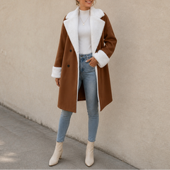 Women's Wool Coat | Plush Trim Button Front