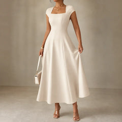 Women's Midi Dress | Square Neck Fitted Bodice A Line