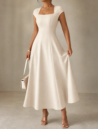 Women's Midi Dress | Square Neck Fitted Bodice A Line