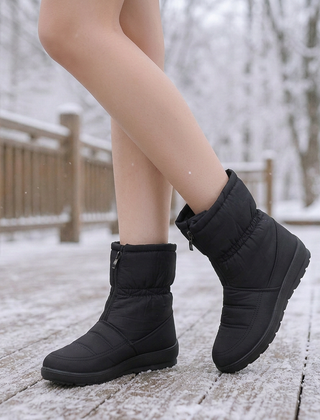 Boots For Women | Quilted Zip Up Mid Calf Snow
