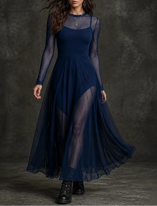Women's Evening Dress | Tulle Patchwork Maxi