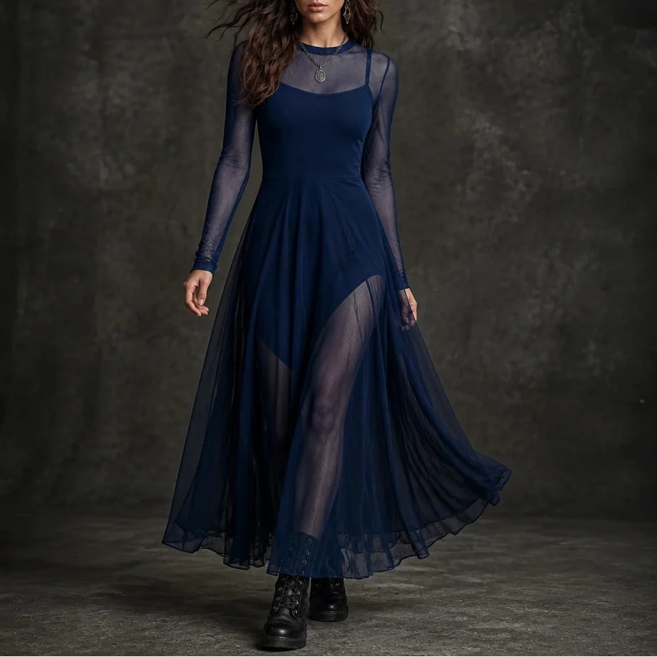 Women's Evening Dress | Tulle Patchwork Maxi