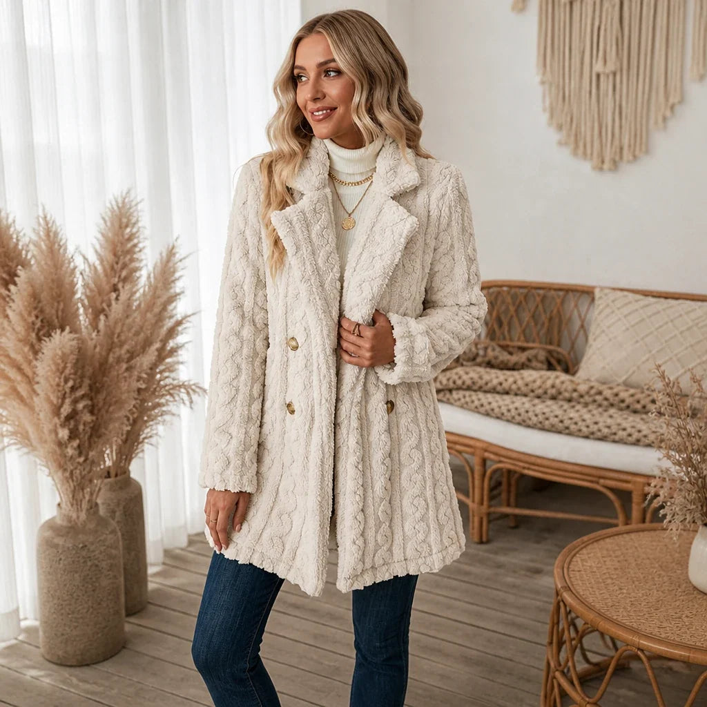 Women's Winter Coat | Textured Double Breasted