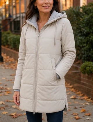 Women's Winter Coat | Long Quilted Hooded Puffer