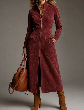 Women's Coat | Fitted Stand Collar Longline