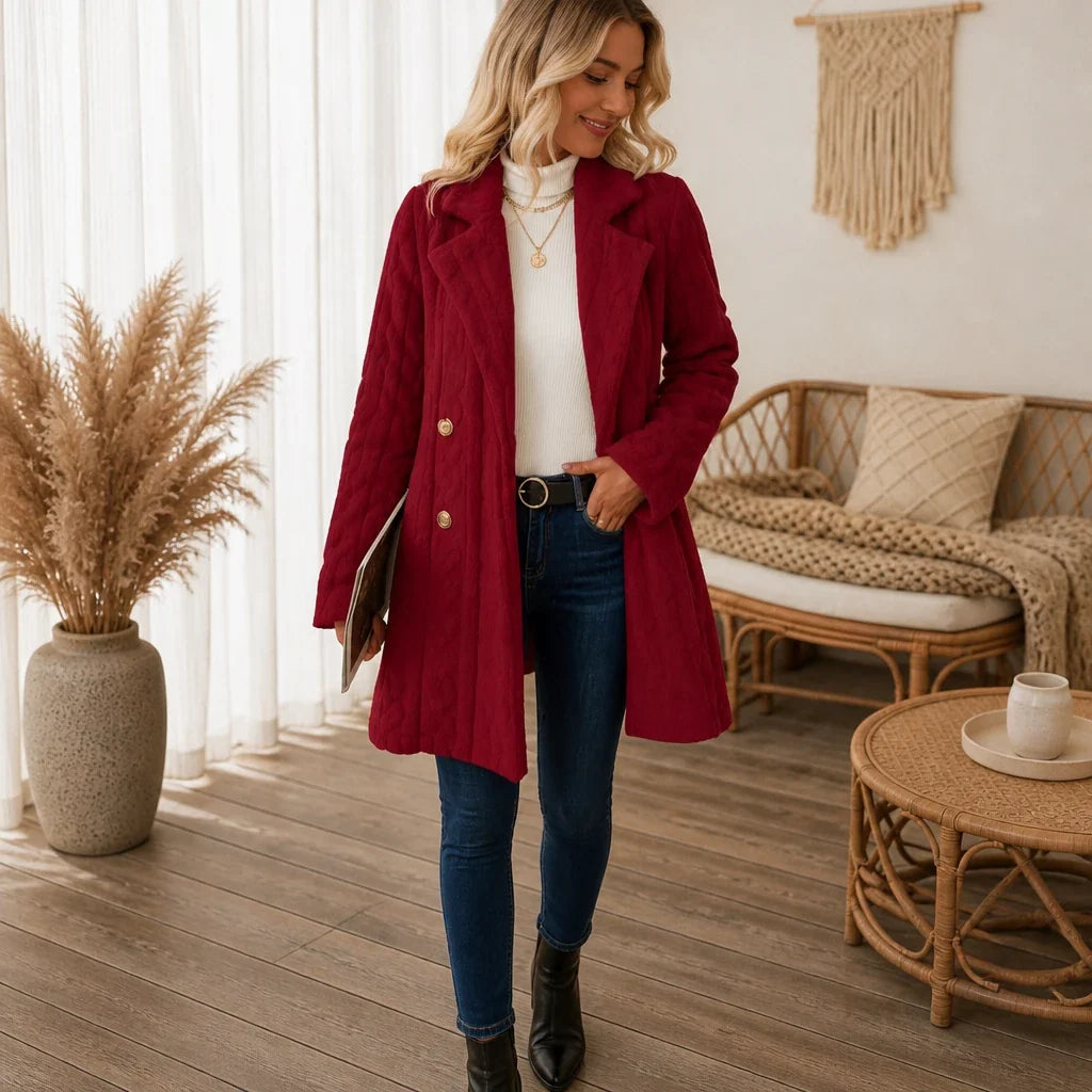 Women's Winter Coat | Textured Double Breasted