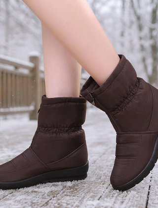 Boots For Women | Quilted Zip Up Mid Calf Snow