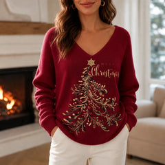 Women's Christmas Sweater | Tree Graphic Crew Neck