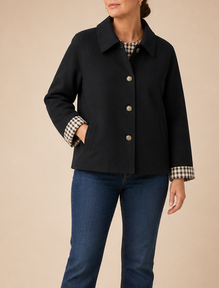 Women's Coat | Tartan Plaid Raglan Sleeve