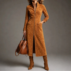 Women's Coat | Fitted Stand Collar Longline
