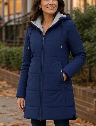 Women's Winter Coat | Long Quilted Hooded Puffer