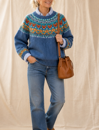 Women's Sweater | Fair Isle Yoke Crew Neck Pullover