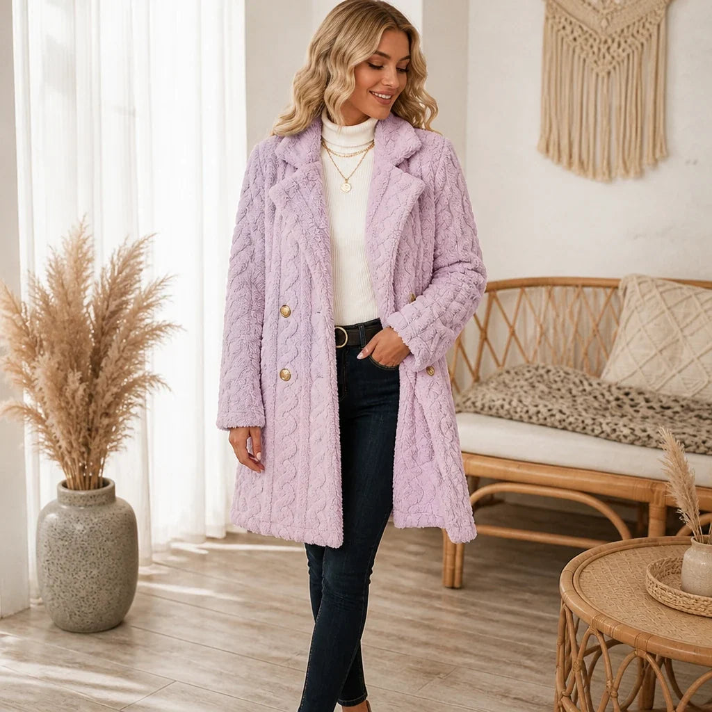 Women's Winter Coat | Textured Double Breasted