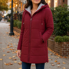 Women's Winter Coat | Long Quilted Hooded Puffer