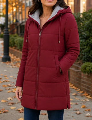 Women's Winter Coat | Long Quilted Hooded Puffer