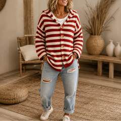 Women's Cardigan | Striped Hooded Knit