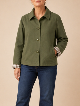 Women's Coat | Tartan Plaid Raglan Sleeve
