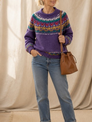 Women's Sweater | Fair Isle Yoke Crew Neck Pullover