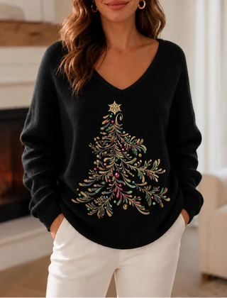 Women's Christmas Sweater | Tree Graphic Crew Neck